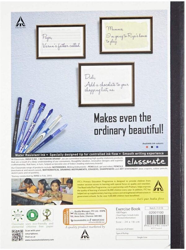 Classmate Notebook - 240mm x 180mm, Hard Cover, Single Line (Pack of 6) - Image 2