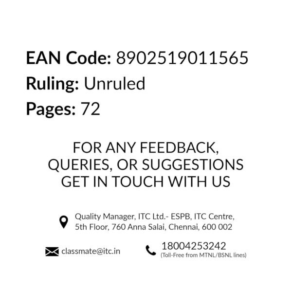 Classmate Notebook | 72 Pages | Unruled | 24.0cm x 18.0cm | Pack of 4 | Unruled Notebook for School Students - Image 4