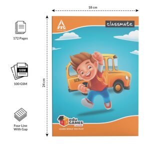 Alternative view of Classmate Notebook - Four Lines with Gap, 240mm*180mm, 172 Pages (Pack Of 12)