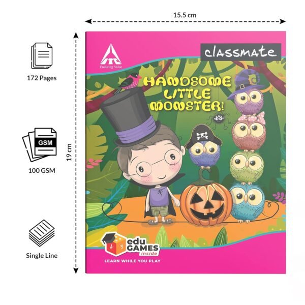 Classmate Notebook - Single Line, 172 Pages, 190 mm x 155 mm - Pack Of 10 - Image 5