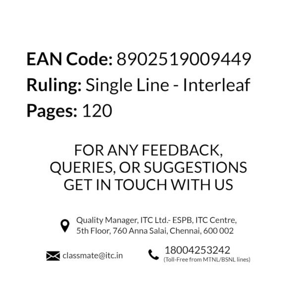 Classmate Notebook - Single Line Interleaf, 120 Pages, Soft Cover, 240mm x 180mm (Pack Of 12) - Image 3