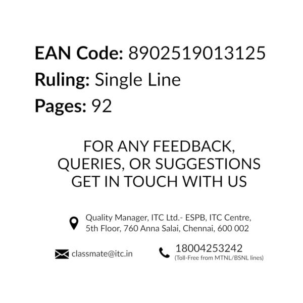 Classmate Notebook - Single line, 92 Pages, 240mm x 180mm, Pack of 18 - Image 3
