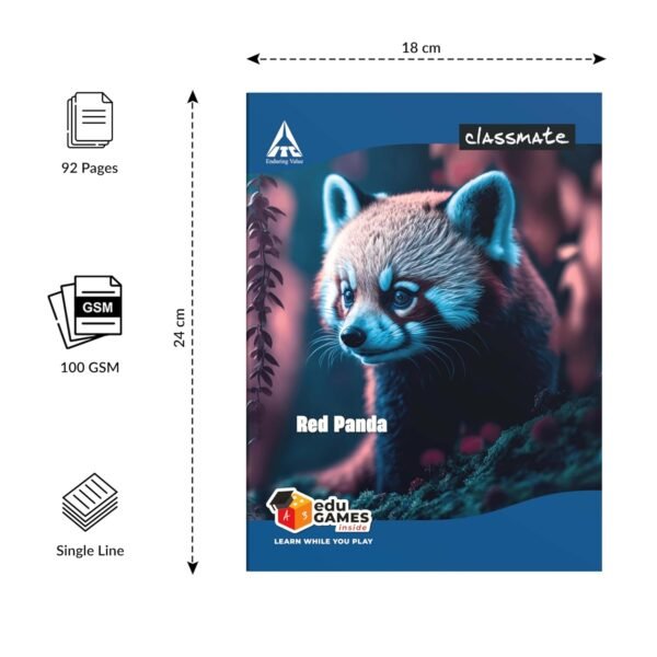 Classmate Notebook - Single line, 92 Pages, 240mm x 180mm, Pack of 18 - Image 5