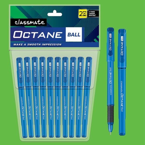 Classmate Octane- Blue Ball Pens (Pack of 10) | Smooth & Fast Writing Ball Pens | Comfortable to hold & write|School & Office Stationery|Work from home essentials - Image 2