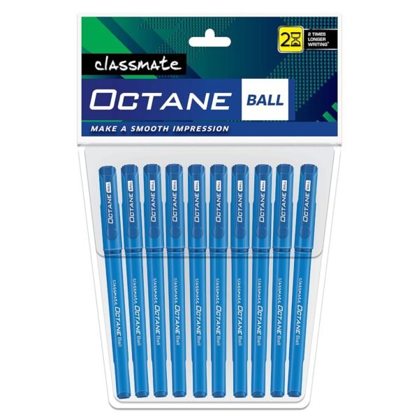 Classmate Octane- Blue Ball Pens (Pack of 10) | Smooth & Fast Writing Ball Pens | Comfortable to hold & write|School & Office Stationery|Work from home essentials - Image 4
