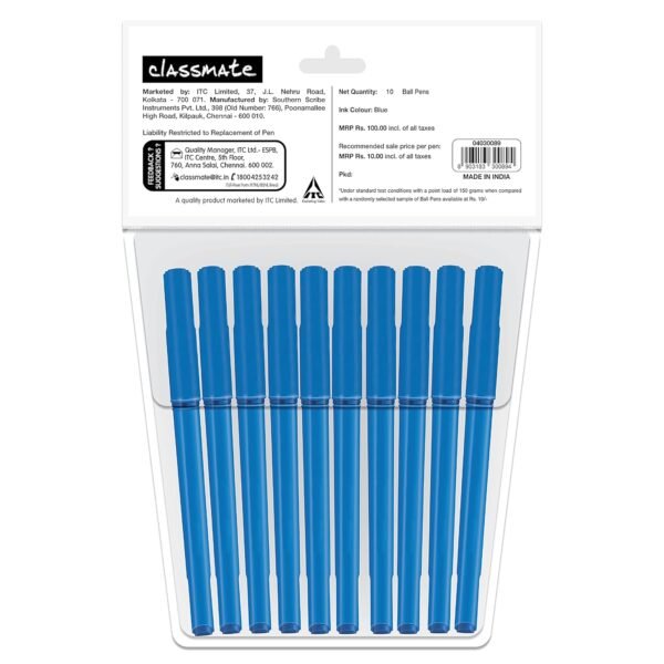 Classmate Octane- Blue Ball Pens (Pack of 10) | Smooth & Fast Writing Ball Pens | Comfortable to hold & write|School & Office Stationery|Work from home essentials - Image 5