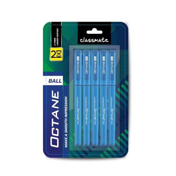 Classmate Octane- Blue Ball Pens (pack Of 5) | Smooth & Fast Writing Ball Pens | Comfortable To Hold & Write| School & Office Stationery| Work From Home Essentials - Image 3