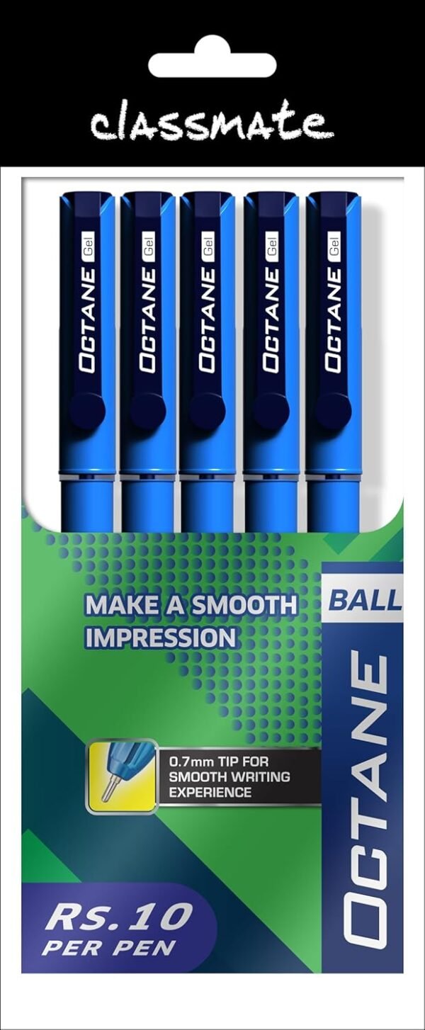 Classmate Octane- Blue Ball Pens (pack Of 5) | Smooth & Fast Writing Ball Pens | Comfortable To Hold & Write| School & Office Stationery| Work From Home Essentials - Image 6