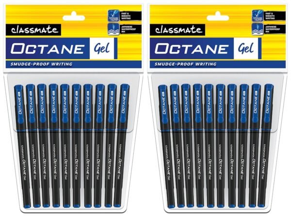 Classmate Octane- Blue Gel Pens (Pack of 20)|Smooth Writing Pens|Water-Proof Ink for Smudge-Free writing|Preferred by Students for Exam & Class Notes|Study at Home Essentials - Image 3