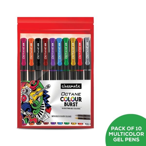 Classmate Octane Colour Burst - Count Of 10 (Assorted) Octane Ball Pen (Blue)- Pack Of 5 - Image 4
