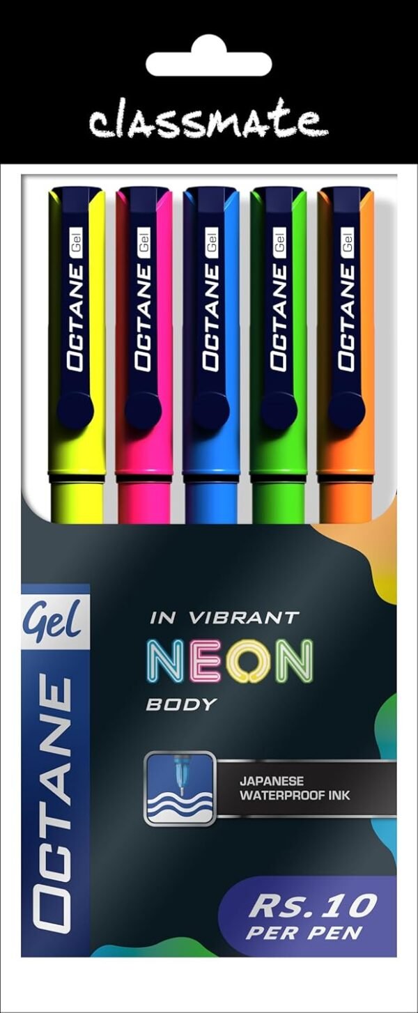 Classmate Octane Gel Neon - Count of 5 (Blue) - Image 2