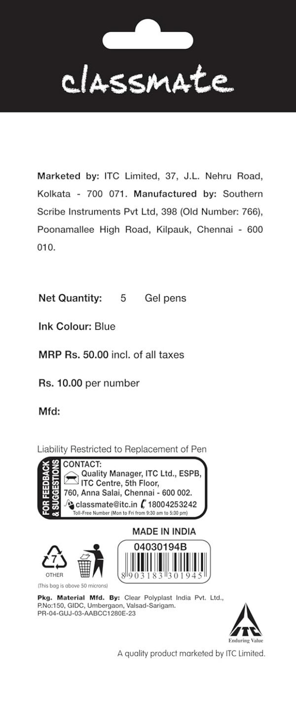 Classmate Octane Gel Neon - Count of 5 (Blue) - Image 6