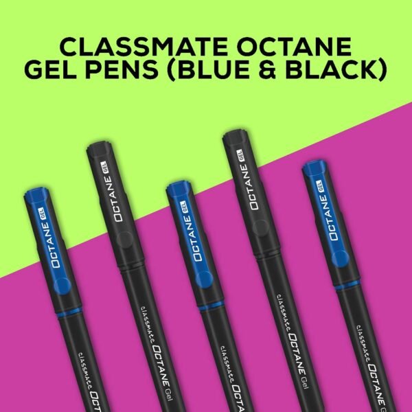 Classmate Octane Gel Pen (Blue & Black)- Pack Of 25 + 10 Gel Refills Free Pulse Spiral Notebook - 240 Mm X 180 Mm, Soft Cover, 180 Pages, Unruled - Image 6