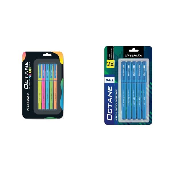 Classmate Octane Gel Pen (Blue)- Neon Series- Pack Of 5 Octane Ball Pen (Blue)- Pack Of 5 - Image 7