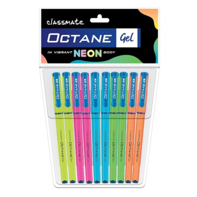 Classmate Octane Neon- Blue Gel Pens (Pack of 10)|Smooth Wr…