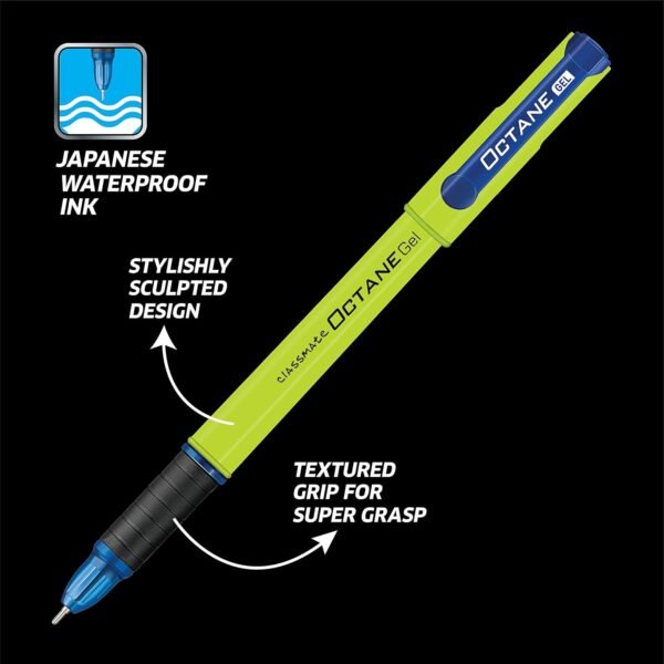 Classmate Octane Neon- Blue Gel Pens (Pack of 10)|Smooth Writing Pens|Water-Proof Ink for Smudge-Free writing|Attractive Neon Body Colours|Preferred by Students for Exam & Class Notes - Image 2