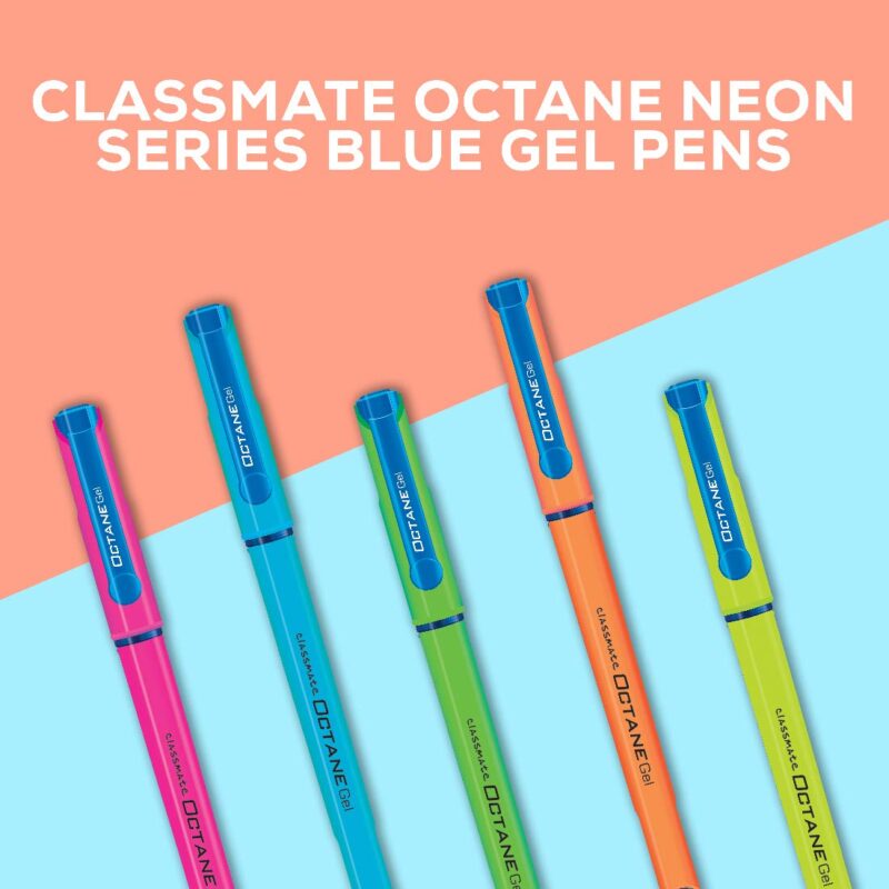 Classmate Octane Neon Gel 25s Jar- 25 Blue Gel Pens| Smooth Writing Pens| Water-proof Ink For Smudge-free Writing| Preferred By Students For Exam and Class Notes| Study At Home Essentials