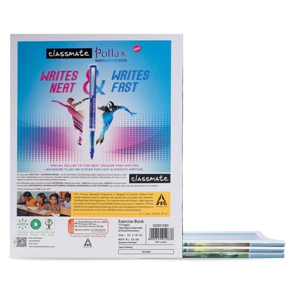 Classmate Origami Notebooks - Single Line, 168 Pages, 240 mm x 180 mm - Pack Of 12 - Image 4