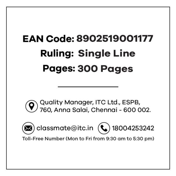 Classmate Premium 6 Subject Notebook - 203mm x 267mm, Soft Cover, 300 Pages, Single Line - Image 6