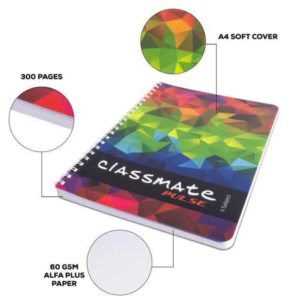 Classmate Premium 6 Subject Notebook - A4, Soft Cover, 300 Pages, Single Line - Image 7