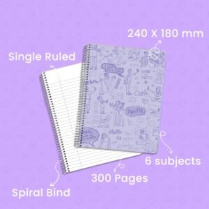 Alternative view of Classmate Pulse 6 Subject Notebook - Single Line, 300 Pages, Spiral Binding, 240mm*180mm