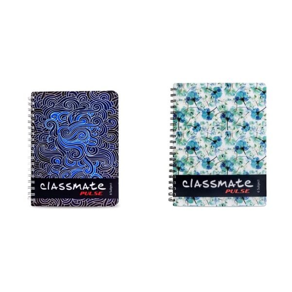 Classmate Pulse 6 Subject Notebook - Unruled, 300 Pages, Spiral Binding, 240Mm*180Mm 2100117 Soft Cover 6 Subject Spiral Binding Notebook, Single Line, 300 Pages