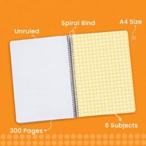 Classmate Pulse 6 Subject Notebook - Unruled, 300 Pages, Spiral Binding, 240mm*180mm