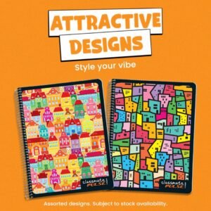 Classmate Pulse 6 Subject Spiral Notebook - Pack of 2 | Single Line | 400 Pages | A4-29.7cm x 21.0cm | Attractive Cover Designs | Soft Cover | Notebooks for College Students