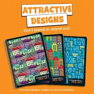 Alternative view of Classmate Pulse 6 Subject Spiral Notebook - Pack of 3 | Unruled | 300 Pages | 24.0cm x 18.0cm | Attractive Cover Designs | Soft Cover | Notebooks for College Students