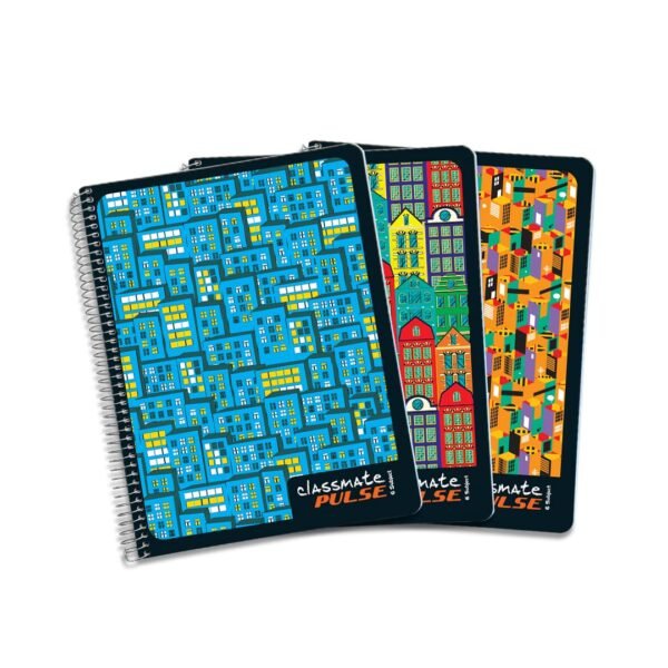 Classmate Pulse 6 Subject Spiral Notebook - Pack of 3 | Unruled | 300 Pages | 24.0cm x 18.0cm | Attractive Cover Designs | Soft Cover | Notebooks for College Students - Image 3