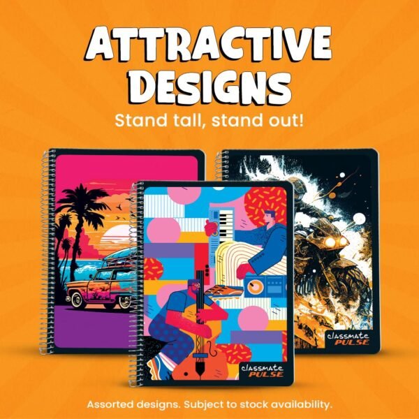 Classmate Pulse Notebook - 180 Pages | Unruled | 29.7cm x 21.0cm | Spiral Bound Notebook | Soft Cover | Pack of 1 - Image 4