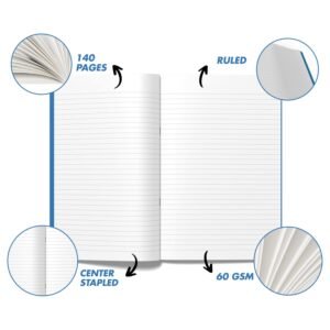 Classmate Pulse PP Cover Longbooks, A4 size, Single Line, 140 Pages (Pack of 6)