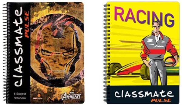 Classmate Pulse Single Line 5 Subject Notebook - 267mm x 203mm, 60GSM, 250 Pages & Classmate Pulse Ruled 180 Pages Pulse Avengers Cover - Image 3