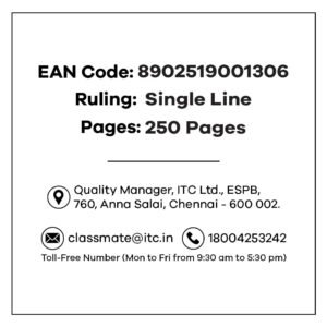 Alternative view of Classmate Pulse Single Line 5-Subject Notebook - 297mm x 210mm, 60 GSM, 250 Pages(Color and design may vary)