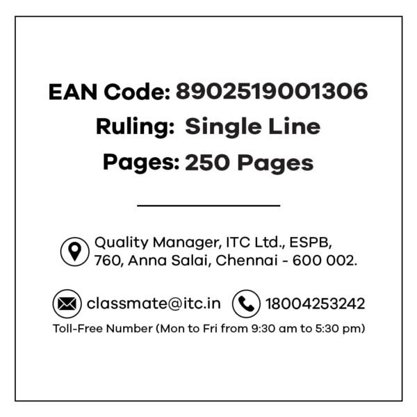 Classmate Pulse Single Line 5-Subject Notebook - 297mm x 210mm, 60 GSM, 250 Pages(Color and design may vary) - Image 2