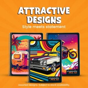 Alternative view of Classmate Pulse Single Subject Spiral Notebook - Pack of 4 | Single Line | 180 Pages | 24.0cm x 18.0cm | Attractive Cover Designs | Soft Cover | Notebooks for College Students