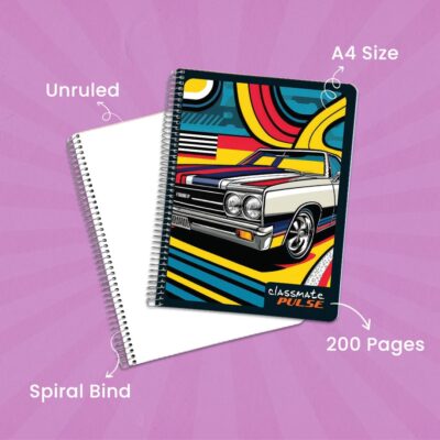 Classmate Pulse Single Subject Spiral Notebook - Pack of 4 …