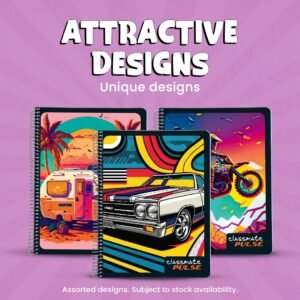 Alternative view of Classmate Pulse Single Subject Spiral Notebook - Pack of 4 | Unruled | 200 Pages | 24.0cm x 18.0cm | Attractive Cover Designs | Soft Cover |Notebooks for College Students