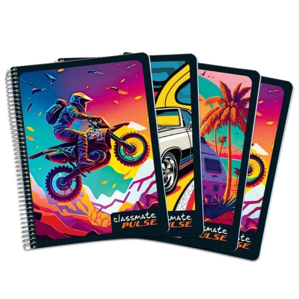 Classmate Pulse Single Subject Spiral Notebook - Pack of 4 | Unruled | 200 Pages | 24.0cm x 18.0cm | Attractive Cover Designs | Soft Cover |Notebooks for College Students - Image 3