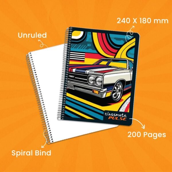 Classmate Pulse Spiral Notebook - 240 mm x 180 mm, Soft Cover, 180 Pages, Unruled - Image 6