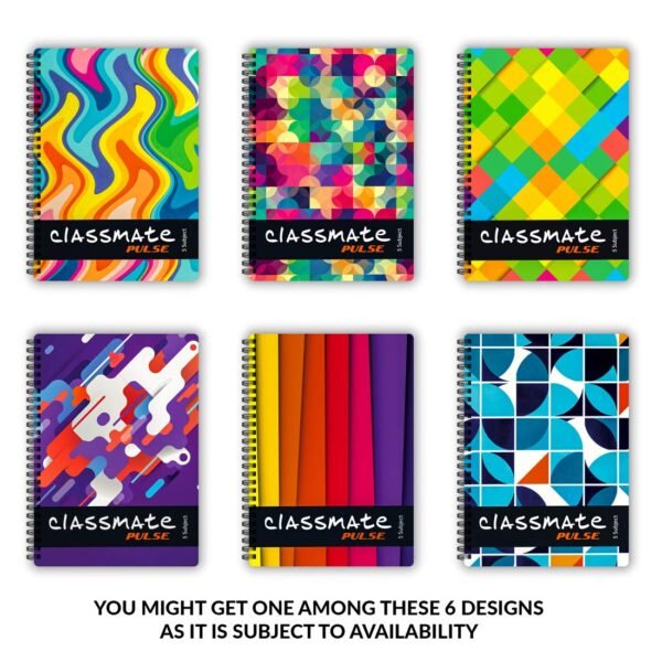 Classmate Soft Cover 6 Subject Spiral Binding Notebook, Unruled, 300 Pages Pulse Single Line 5-Subject Notebook - 297Mm X 210Mm, 60 Gsm, 250 Pages(Color And Design M - Image 4