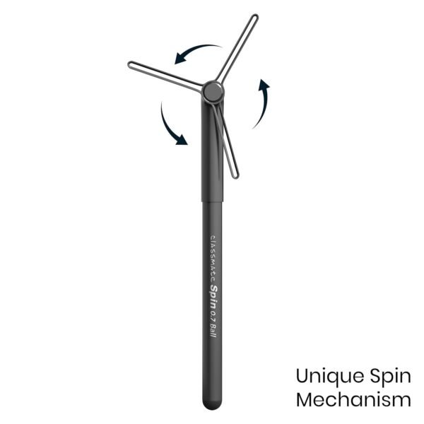 Classmate Spin Ball Pen- Black (Pack of 10)|Attractive Matte Finish for Boys & Girls|Smooth Writing Ball Pen|Fidgeting Clip Design Functionality|Long Tip for Comfortable Writing - Image 2