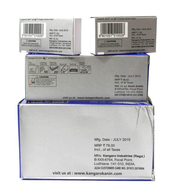KANGARO Set of 1 Stapler, 2 pin Box, 1 Paper Punch - Image 2