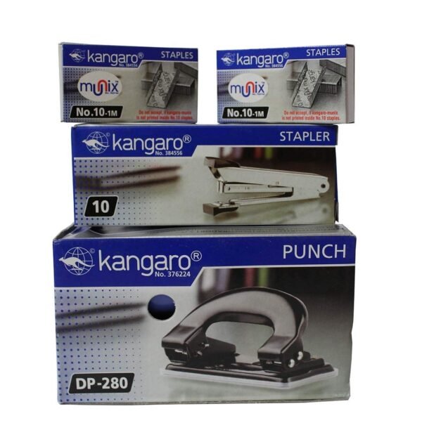 KANGARO Set of 1 Stapler, 2 pin Box, 1 Paper Punch - Image 3
