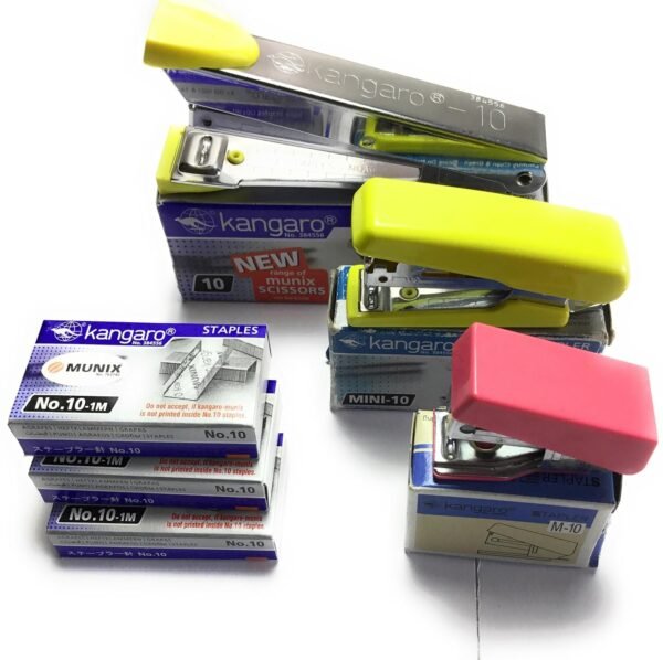 Kangaro Desk Essentials Stapler, Staple Pins Combo |Pack of 1 No. 10, Mini 10, M-10 Stapler & 3 x No. 10 Staples Box | Perfect for Home, School & Office - Image 3