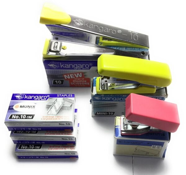 Kangaro Desk Essentials Stapler, Staple Pins Combo |Pack of 1 No. 10, Mini 10, M-10 Stapler & 3 x No. 10 Staples Box | Perfect for Home, School & Office - Image 4