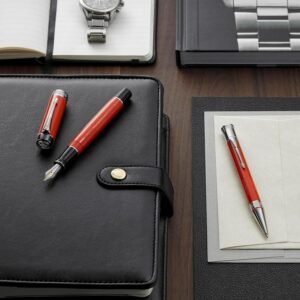 PARKER Duofold Centennial Fountain Pen, Classic Big Red Vintage, Medium Solid Gold Nib, Black Ink and Convertor