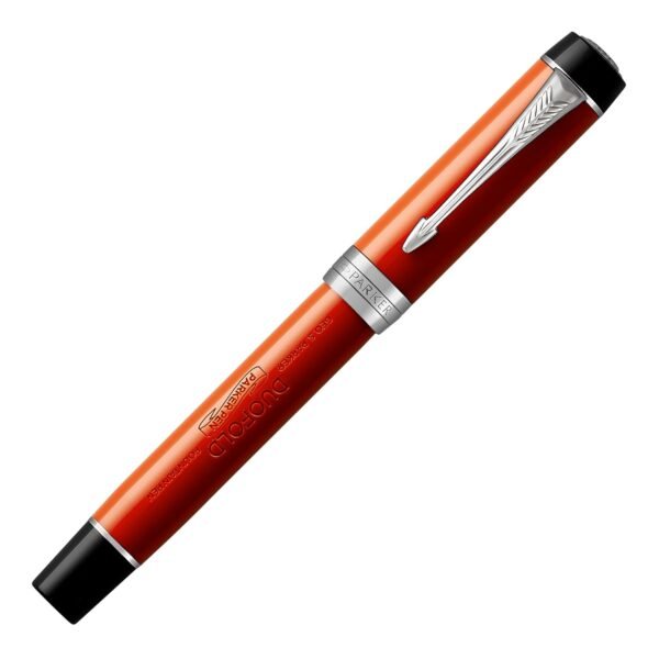 PARKER Duofold Centennial Fountain Pen, Classic Big Red Vintage, Medium Solid Gold Nib, Black Ink and Convertor - Image 3
