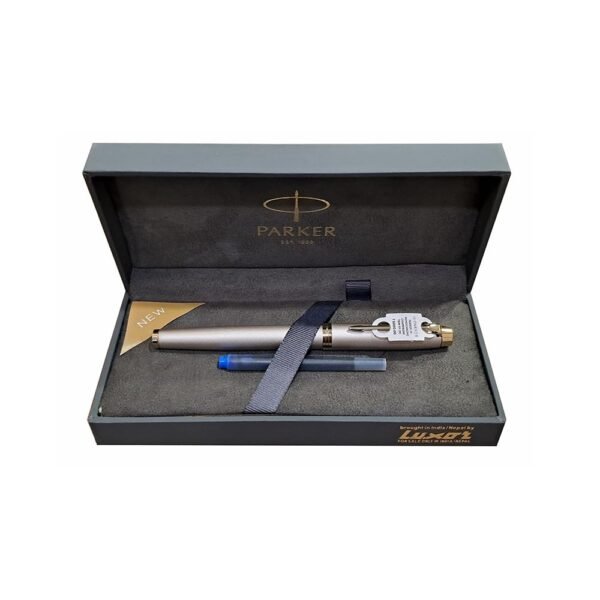 PARKER IM Monochrome Champagne Trim Fountain Pen – Medium Nib - Image 2