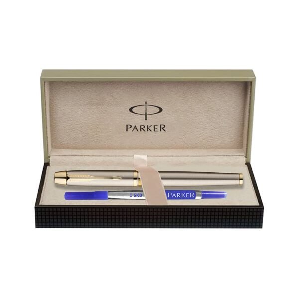 PARKER Odyssey Brushed Metal Gold Trim Rollerball Pen - Image 2